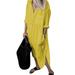 Avamo Oversize Women Casual Loose Button Smock Dress Lapel Neck Tunic Dress Plain Color Split Hem Dress For Fashion Female Sundress With 3 Pockets