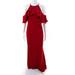 Pre-ownedBadgley Mischka Womens Crossover Off Shoulder Ruffle Gown Red Size 4 10948727