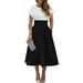 A-Line Skirts for Women Casual Retro Casual Retro A-Line Skirts Ladies Pocket Long Midi Umbrella Vintage Style Skirt