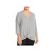 Status by Chenault Womens Plus Twist Knit Pullover Sweater