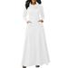 Avamo Womens Autumn Tunic Shirt Dress Solid Color Long Sleeve Swing Dress Plain Elegant Party Dress Plus Size S-5XL