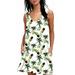 Women Sleeveless Pockets Casual Swing T-Shirt Dresses Loose Summer Beach Sundress Ladies Vintage Floral Short Mini Dress Pineapple Flower M