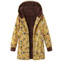 Winter Warm Style Floral Hooded Jacket Women Vintage Flower Print Hooded Jacket Oversized Coats Winter Padded Jacket Women Parkas