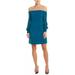 JILL STUART Womens Teal Long Sleeve Off Shoulder Mini Shift Dress Size 2