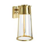 Everly Quinn Metal & Glass Outdoor Wall Sconce Brass/Glass/Metal in Black | 12.75 H x 5 W x 6.25 D in | Wayfair 7E6477EFB3374D98B0F333675606F2E1