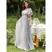 Ever-Pretty Womens Chiffon V-neck Embroidery Long Formal Evening Dresses 90035 Gray US8