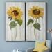 Rosalind Wheeler Sunflower in Autumn I - 2 Piece Wrapped Canvas Painting Set Metal in Blue/Green/Indigo | 40 H x 40 W x 1.5 D in | Wayfair