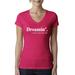 Dreamin' Dr Martin Luther King Jr. 1963 Womens Junior Fit V-Neck Tee, Raspberry, Medium