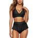 Colisha Women Ladies Swimwear Swimsuit Top+Swim Skirt With Briefs Bottoms Ruffle V Neck Two Piece Beachwear Push Up Padded Swimming Costumes Monokini Bathing Suit Tankini Sets Bikini Sets