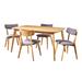 George Oliver Henry 4 - Person Rubberwood Solid Wood Dining Set Wood/Upholstered in Brown | Wayfair GOLV2548 41577467