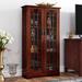 Astoria Grand Window Pane Media Cabinet Black Wood/Glass/Manufactured Wood in Brown/Red | 47.75 H x 26.25 W x 9.5 D in | Wayfair