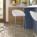 Wade Logan® Glaser Bar Stool, Counter Height, Kitchen, Metal, Pu Leather Look, Chrome, Contemporary Leather in White | 20.5 W x 20.5 D in | Wayfair