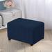 Andover Mills™ Zuniga Textured Grid Box Cushion Ottoman Slipcover Polyester in Blue | 16.5 H x 45.2 W x 25.5 D in | Wayfair