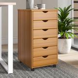 Rebrilliant 6 Drawer Rolling Storage Chest Solid Wood in Brown | 25.8 H x 13.4 W x 15.35 D in | Wayfair REBR3336 40994090