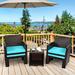 Winston Porter Amy-Michelle 5 Piece Rattan Seating Group w/ Cushions Synthetic Wicker/All - Weather Wicker/Wicker/Rattan in Blue | Outdoor Furniture | Wayfair