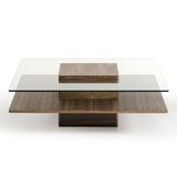 Wade Logan® Artavis Pedestal Coffee Table w/ Storage Wood in Brown | 14 H x 39 W x 39 D in | Wayfair WLGN1883 33259075