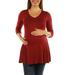 24seven Comfort Apparel Three Quarter Sleeve V-Neck Maternity Tunic Top , M011295, Made in USA