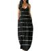 Colisha Womens Casual Sleeveless Plus Size Loose Striped Long Maxi Dress with Pocket Ladies Strappy V Neck Summer Beach Maxi Long Dress