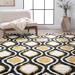 Black/Yellow 63 x 1.57 in Area Rug - Wade Logan® Brooklington Ikat Shag Yellow/Black/White Area Rug, Polypropylene | 63 W x 1.57 D in | Wayfair