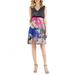 24seven Comfort Apparel Sleeveless Empire Waist Patchwork Print Maternity Cocktail Dress, M0116151PPS, Made in USA