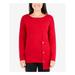 NY COLLECTION Womens Red Solid Long Sleeve Jewel Neck Blouse Top Size PXS