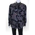 Ted Baker Mens Livre Flower Button Down Shirt Navy Blue Size 4