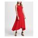 DKNY Womens Red Sleeveless Jewel Neck Knee Length Fit + Flare Wear To Work Dress Size 12