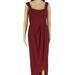 XSCAPE Womens Burgundy Solid Spaghetti Strap Scoop Neck Full-Length Hi-Lo Formal Dress Size 4