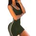 wsevypo Women Ribbed Knit Neon Sleeveless Stripe Scoop Neck Bodycon Mini Tank Dress