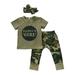 Newborn Baby Boys Girls Camo T-shirt Top Pants Leggings Outfits Set Clothes