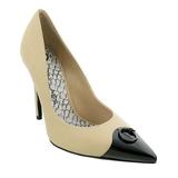 Roberto Cavalli Class Beige/Black Leather Classic High Heel Pump Shoes-