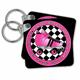 3dRose Derby Chicks Roll With It Hot Pink Roller Skate and Black - Key Chains, 2.25 by 2.25-inch, set of 2