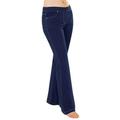 Womens Stretchy Skinny Casual Flare Pants Slim Fit Denim Bell Bottoms Trousers Plus Size S-4XL