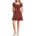 Allegra K Women's Ruffle Hem Sweetheart Neck Heart Tie Front Mini Dress