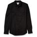 Calvin Klein Men's Long Sleeve Lightweight Cotton Linen Button Down Shirt, Black, Medium