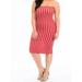 MOA COLLECTION Women's Casual Striped Pattern Print Plus Size Bodycon Slim Fit Tube Top Midi Dress