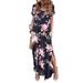 Niuer Women Plus Size Baggy Casual Loose Pocket Long Dress Long Sleeve Split Maxi Dresses Floral Print Party Flowy Maxi Dress Cocktail Party Evening Maxi Long Dress