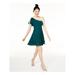 CITY STUDIO Womens Green Sleeveless Asymmetrical Neckline Short Fit + Flare Formal Dress Size 1