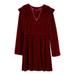 Amy Byer Girls Long Sleeve Ruffle Tiered Velvet Dress with Necklace, Sizes 7-16