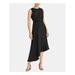 RACHEL ROY Womens Black Cut Out Draped Sleeveless Jewel Neck Maxi Sheath Evening Dress Size 14