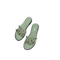 Woobling Women Summer Fashion Transparent Rivet Solid Color Casual Flat Shoes