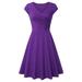 Women Summer Fashion Slim Tunic Dress Solid Color Short Sleeve V-neck Knee Length Short Dress A-line Pleated Party Dress Elegant Dress