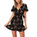 Women's Flower Print Dress Dot Print Dress Heart Print Dress Summer Short Sleeve Print Dress V Neck Casual Short Dresses