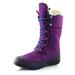 Womens top Winter Boots Comfort Round Toe Snow Booties Winter Warm Ankle Short Quilted Lace Up Heel Mid Calf Boots Sole Slip On High Eskimo Fur Purple,dot,Nylon,11, Shoelace Style Royal Blue