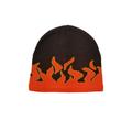 Men's Brown with Orange Fire Flame Beanie Stocking Cap Hat