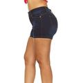 V.I.P. JEANS Women's Super Cute Jeans Shorts Acid Washed, Black Blue, 1