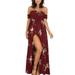 Women Off The Shoulder Party Bandeau Dress Casual Slit Split Beach Long Maxi Dresses Casual Evening Party Cocktail Dress