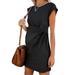 Women's Plain Pregnant Short Sleeve Lace Up Maternity Party Loose Mini Dresses