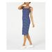 ULTRA FLIRT Womens Blue Striped Sleeveless Square Neck Midi Body Con Dress Size XL