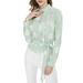 Allegra K Women's V Neck Long Sleeves Tie Smocked Waist Floral Blouse